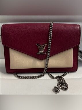 Louis Vuitton Mylockme Pochette Leather bi-color Crossbody with Silver Chain
